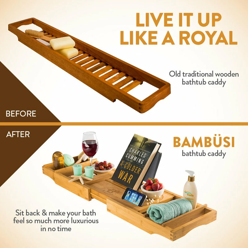 Top 10 𧨠Belmint Expandable Bamboo Bathtub Caddy Bath Tray For A Spa Relaxing Bath By Bambusi 𧨠- Image 4