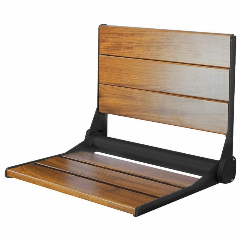 Outlet ๐ Crosslinks 18" ADA Compliant Folding Teak Wood Shower Bench Seat Medical Wall Mount Black ๐งจ