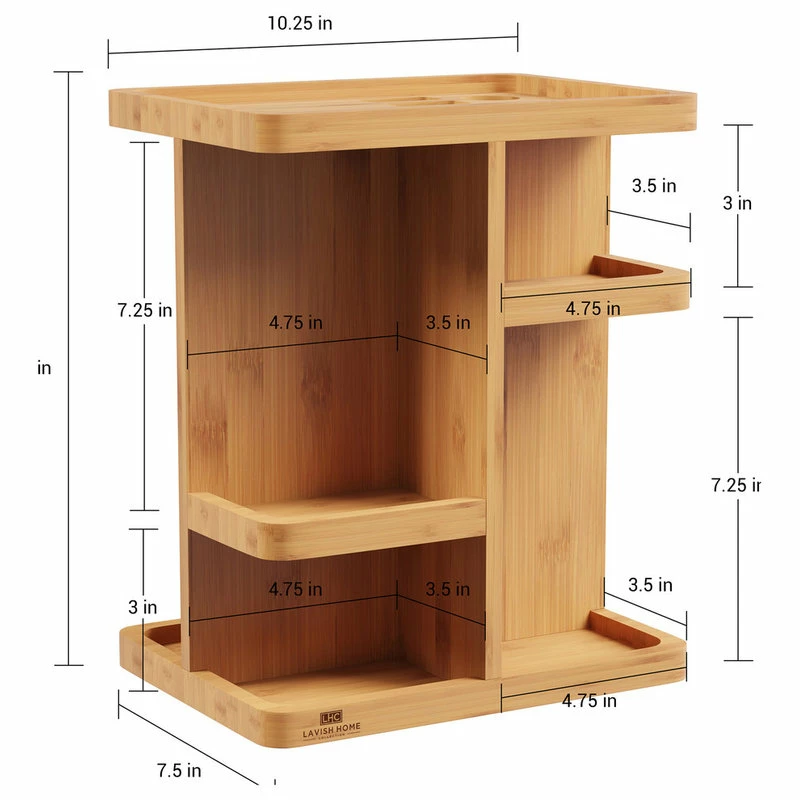 Cheapest 😍 Lavish Home Bamboo Countertop Makeup Organizer Carousel ⌛ - Image 3