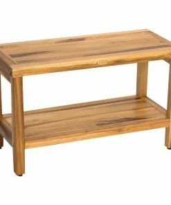 Wholesale 👍 EcoDecors EarthyTeak Classic Teak Shower Bench With Shelf, 29" ❤️