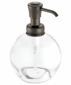 Best Sale 😀 IDesign York Glass Soap Pump, Clear And Bronze ✔️