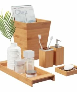 Brand new 😍 Lavish Home Bamboo Bath Accessories, 5-PIece Natural Wooden Set 😍