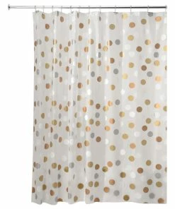 Budget 🧨 IDesign Gilly Dot PEVA Shower Curtain, 72"x72", Metallic ⭐