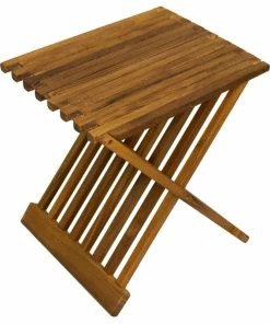 Best Pirce 🔔 Nordic Style Oiled Teak Folding Stool With Horizontal Slats ❤️