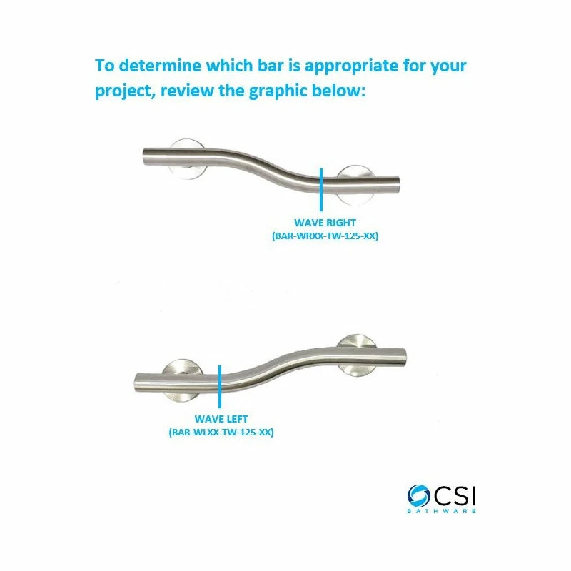 Promo ๐ CSI Bathware 24" Left Hand Waved Shaped Grab Bar, Polished Stainless ๐ฅฐ - Image 8