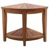 Coupon 🌟 Nordic Style Oiled Teak Corner Stool With Shelf 👍