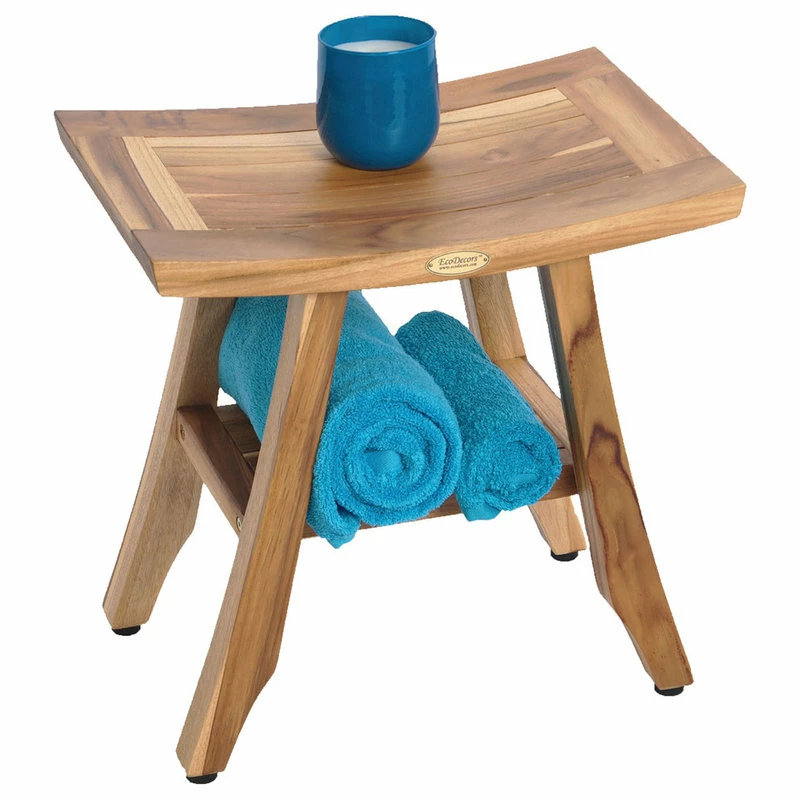 Discount π Ecodecors Satori Eastern Style Earthyteak Shower Bench, 18", With Shelf 𧨠- Image 4