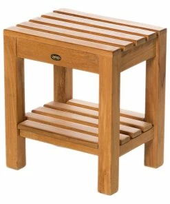 New 🎁 ARB Teak & Specialties BEN537 - ARB Teak Coach Shower Bench 16" (40cm) With Removable Shelf 💯