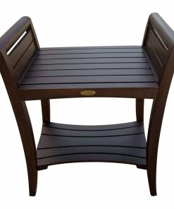 Buy ✔️ DecoTeak Symmetry 24" Extended Height Teak Shower Bench With Shelf And LiftAide Arms 🔔