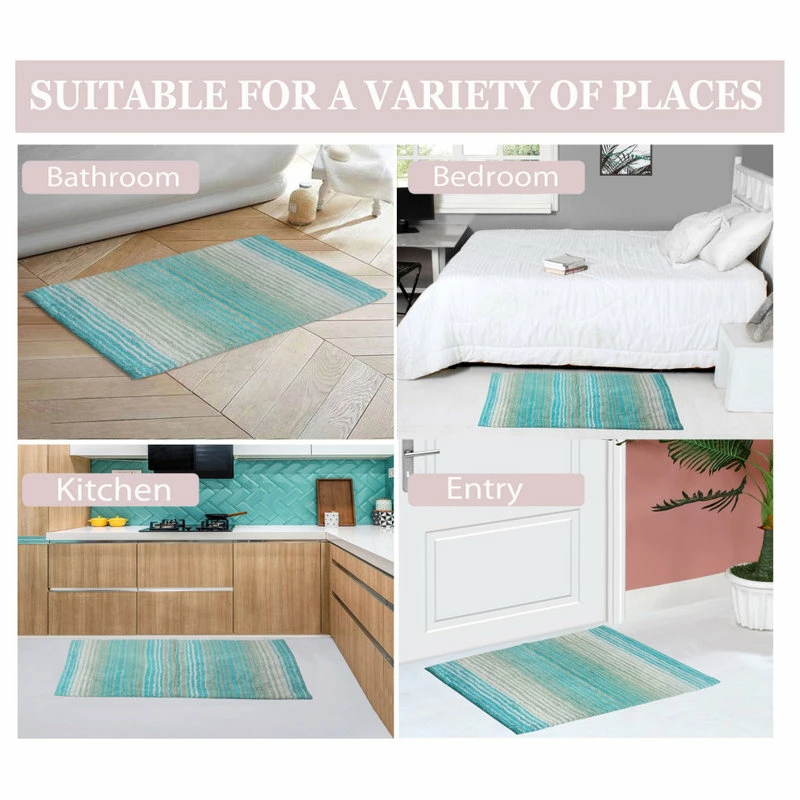 Best reviews of 🎁 Home Weavers Inc. Gradiation 4 Piece Bath Rug 17"x24", 21"x34", 21"x54", 20"x20", Turquoise ✔️ - Image 4