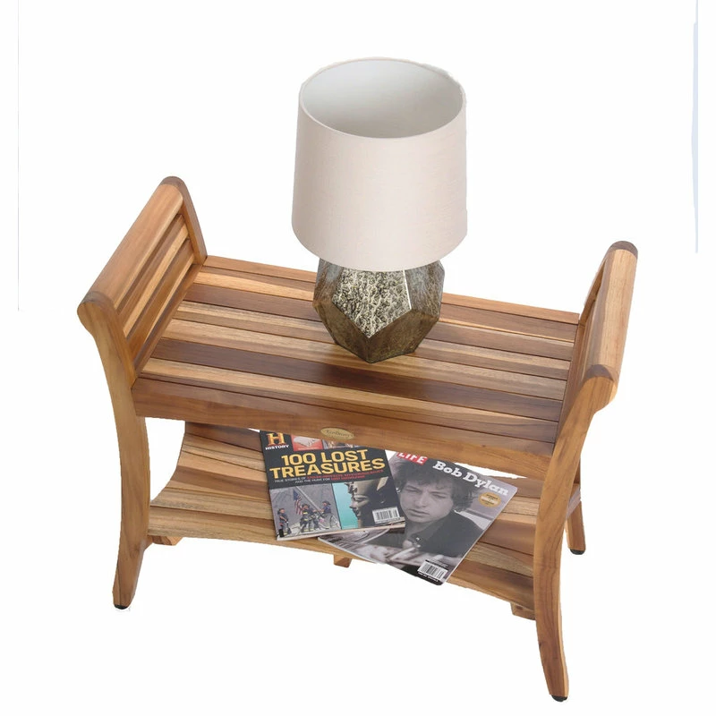 Best Pirce ๐คฉ EcoDecors EarthyTeak Symmetry 29" Teak Shower Bench With Shelf And LiftAide Arms ๐ - Image 5