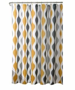 Deals 💯 Lush Decor Mid Century Geo Shower Curtain 72x72, Gold/Gray 😍