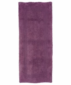 New 🌟 Lavish Home 100% Cotton Reversible Long Bath Rug, Eggplant, 24x60 ✨