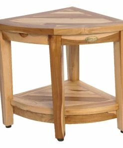 Best Pirce 👏 Ecodecors Earthyteak Corner Teak Shower Stool, 16"x16"x18", With Shelf ❤️