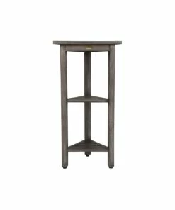 Wholesale 👍 HomeRoots Hotel Gray Teak 32" Triangle Corner Shower Tiered Shelf ✨