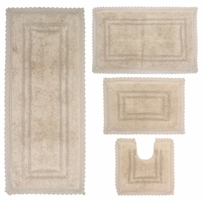 Best Pirce ⭐ Home Weavers Inc. Opulent Collection - Reversible 4 Piece Bath Rug Set, Machine Wash, Linen ✨ - Image 2