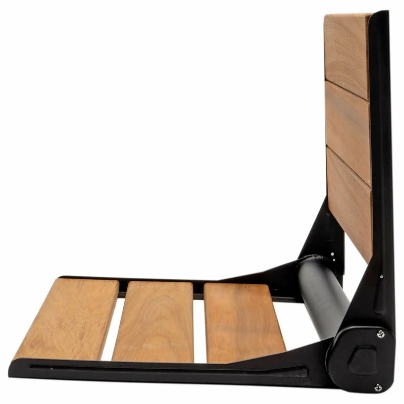 Outlet ๐ Crosslinks 18" ADA Compliant Folding Teak Wood Shower Bench Seat Medical Wall Mount Black ๐งจ - Image 5