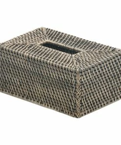 Flash Sale 😍 KOUBOO Laguna Rectangular Rattan Tissue Box Cover, Black Antique 👍