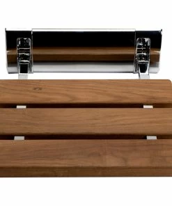 Cheap ⭐ Alfi Trade ALFI Brand ABS14-PC Polished Chrome 14" Folding Teak Wood Shower Seat Bench 👏