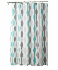 Cheap ✔️ Lush Decor Mid Century Geo Shower Curtain 72x72, Blue/Gray 🔔