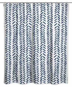 Budget 🧨 DDCG Modern Herringbone Shower Curtain, Blue 😀