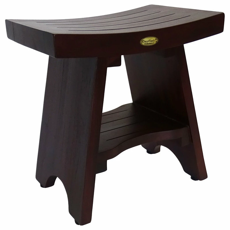 Best Sale ๐ DecoTeak 18" Serenity Teak Eastern Style Shower Bench, With Shelf โ๏ธ