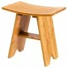 Promo 👍 Costway 18'' Bamboo Shower Seat Bench Bathroom Organizer Stool W/ Storage Shelf 😀