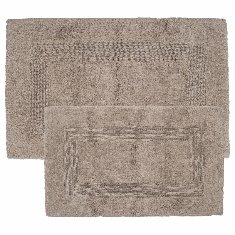 Buy 😀 100% Cotton 2 Piece Reversible Rug Set By Lavish Home, Taupe ✔️