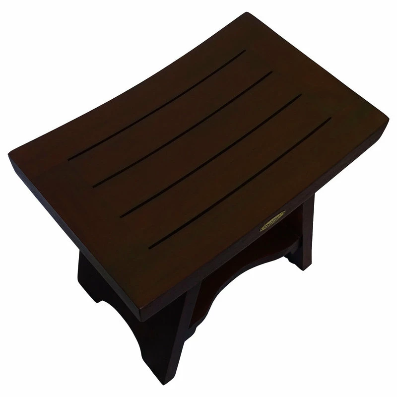 Best Sale ๐ DecoTeak 18" Serenity Teak Eastern Style Shower Bench, With Shelf โ๏ธ - Image 2