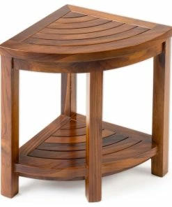 New ⭐ Alateak Corner Wood Bath Spa Shower Stool Table Bench Shelf Storage Assembled ✔️