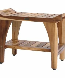 Deals 🧨 EcoDecors EarthyTeak Tranquility 24" Teak Shower Bench With Shelf ✔️