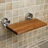 New ✨ Crosslinks 20" Teak Wood Folding Shower Seat Bench, Foldable Wall Mounted Seat 🛒