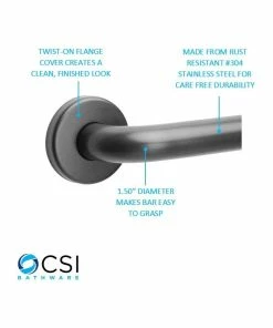 Flash Sale 😍 CSI Bathware 42 Inch Straight Safety Grab Bar, Matte Black, 1.50" Diameter 🤩