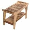 Best Pirce 🤩 EcoDecors EarthyTeak Tranquility 29" Teak Shower Bench With Shelf 🛒