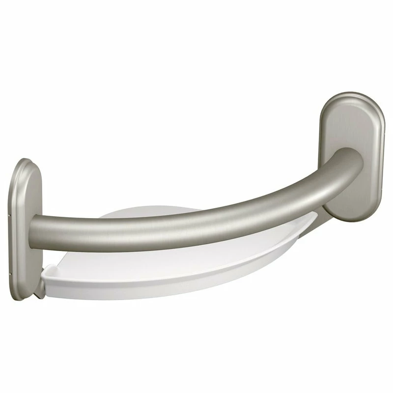 Best deal ❤️ Moen Grab Bar Brushed Nickel 9" Grab Bar With Corner Shelf LR2354DBN 🤩
