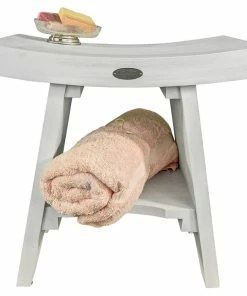 Promo 💯 CoastalVogue Coastal Vogue Serenity 18" Eastern Style Teak Shower Bench With Shelf 🤩