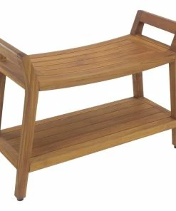 Brand new 👏 AquaTeak Patented Asia® Ascend Estate Teak Shower Bench With Shelf 🔔