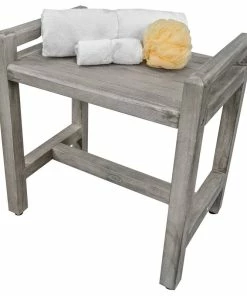 New 😀 DecoTeak CoastalVogue Eleganto 20" Wide ShowerBench GR107, Gray 🎉