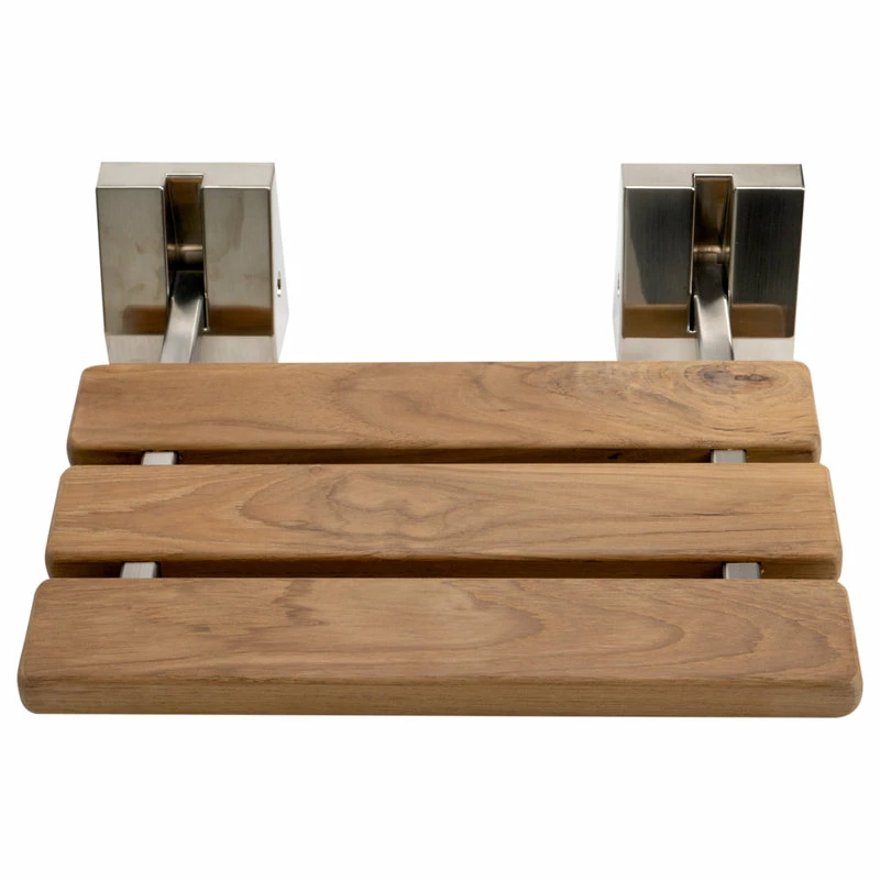 New ๐ฅฐ Alfi Trade ALFI Brand ABS16S-BN Brushed Nickel 16" Folding Teak Wood Shower Seat Bench ๐