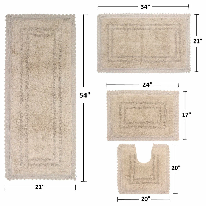 Best Pirce ⭐ Home Weavers Inc. Opulent Collection - Reversible 4 Piece Bath Rug Set, Machine Wash, Linen ✨ - Image 3
