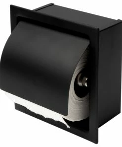 Discount 🌟 Alfi Trade Black Matte Stainless Steel Recessed Toilet Paper Holder With Cover ⭐