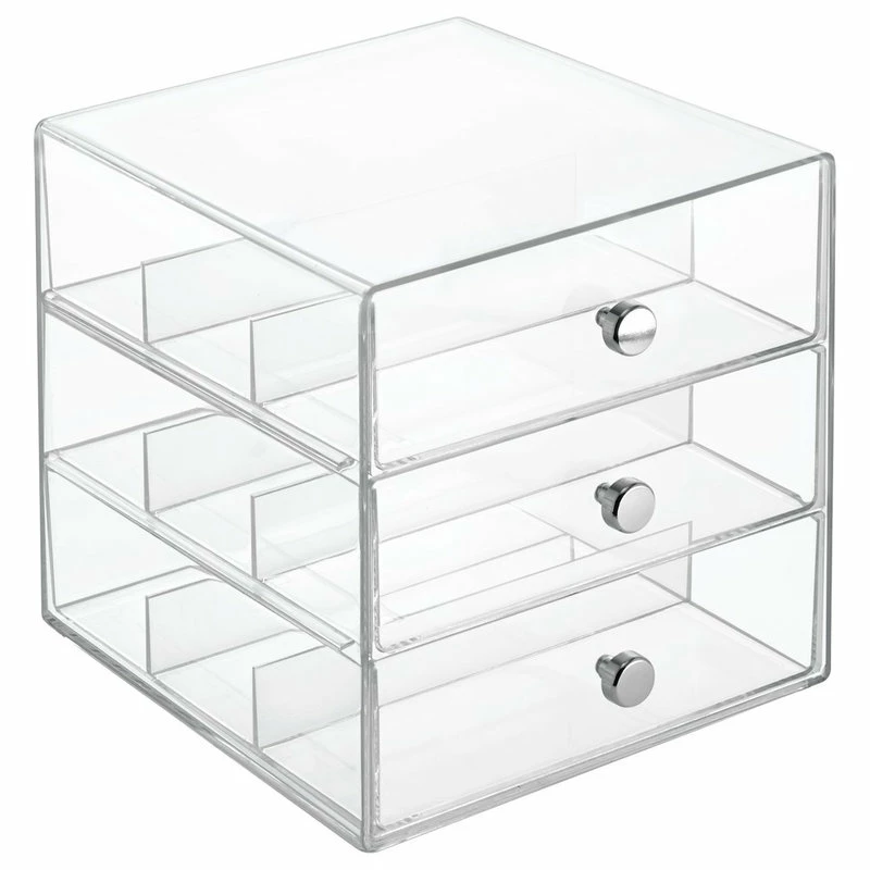 Outlet ✔️ IDesign Clarity 3-Drawer Stackable Glasses Organizer, Clear 🛒