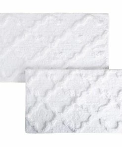 Best reviews of 🛒 Lavish Home 100% Cotton 2 Piece Trellis Bathroom Mat Set, White 🔔