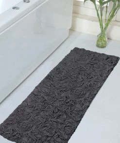 Outlet 🔥 Home Weavers Inc. Bellflower Bath Rug 21"x54" Runner, Grey 🌟