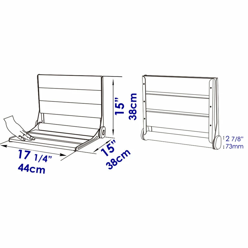 Cheapest 🎉 Alfi Trade ALFI Brand ABS17 17" Folding Teak Wood Shower Seat Bench With Backrest 🥰 - Image 7