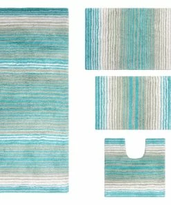 Best reviews of 🎁 Home Weavers Inc. Gradiation 4 Piece Bath Rug 17"x24", 21"x34", 21"x54", 20"x20", Turquoise ✔️