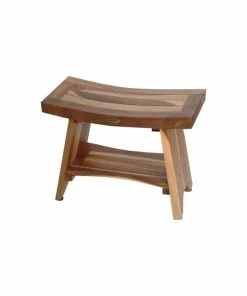 Deals 🔔 EcoDecors EarthyTeak Serenity Eastern Style Shower Bench, 24", With Shelf 🤩