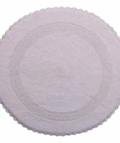 Discount ๐ Saffron Fabs Bath Rug 36" Reversible Hand Knit Crochet Lace Border, White ๐