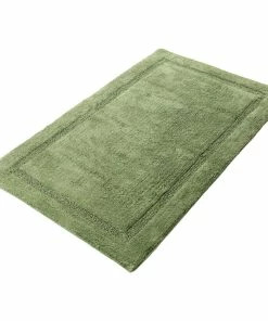 Cheapest 😉 Saffron Fabs Bath Rug Cotton Solid Color Regency Pattern, Sage Green, 34"x21" 🔔