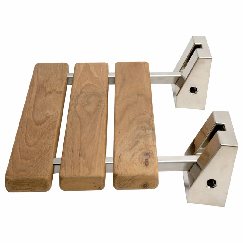 New ๐ฅฐ Alfi Trade ALFI Brand ABS16S-BN Brushed Nickel 16" Folding Teak Wood Shower Seat Bench ๐ - Image 2